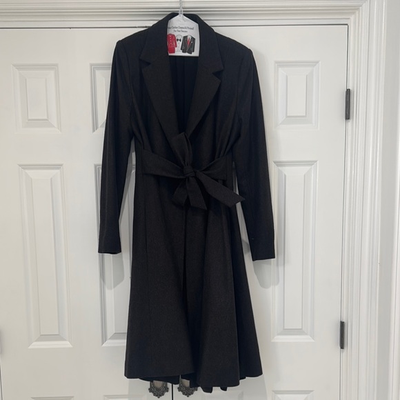 L'AGENCE Jackets & Blazers - L'AGENCE Elegant Black Brown Full Skirt Belted Coat